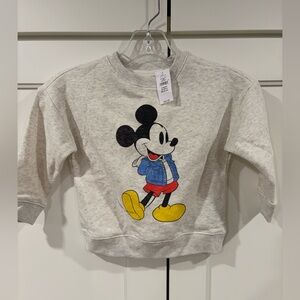 GAP Kids Mickey Graphic Sweatshirt - Light Heather Gray with Red, Blue & Yellow